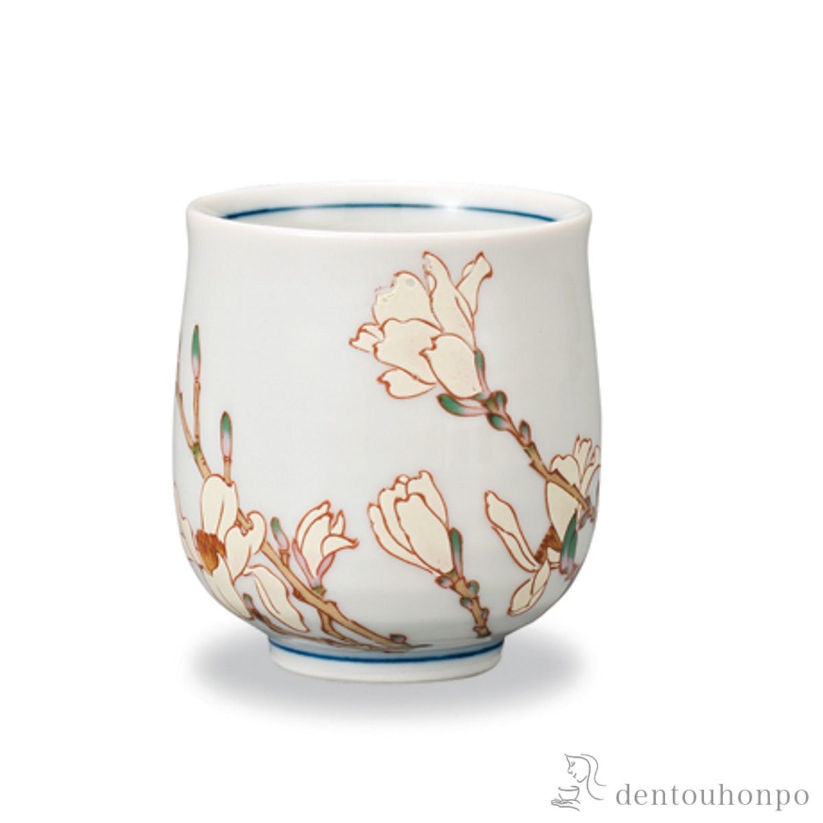 湯呑 12か月の花 辛夷（3月）≪在庫確認後、1~3営業日で出荷≫ ( 湯のみ ゆのみ 湯飲み カップ プレゼント 九谷焼 )