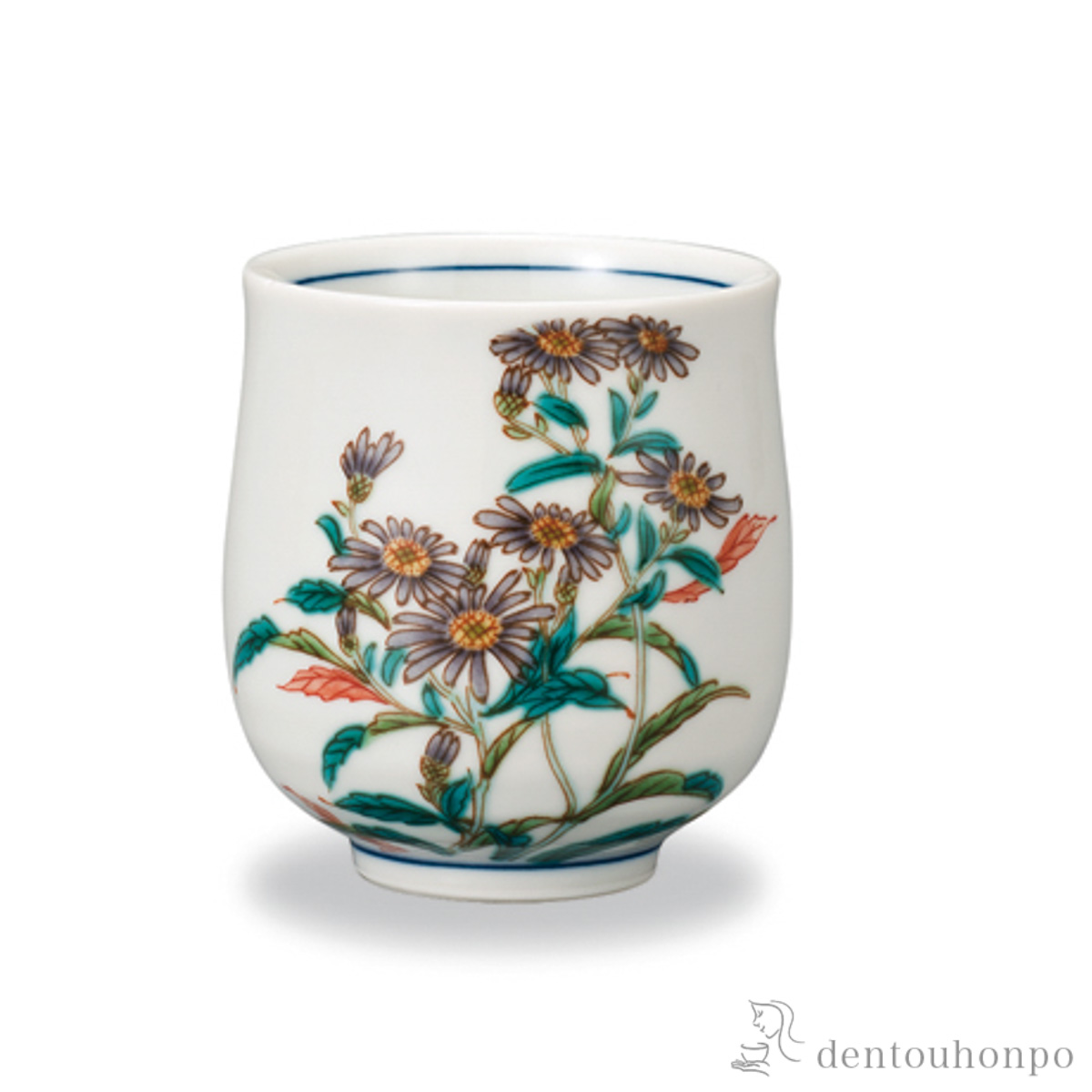 湯呑 12か月の花 紫苑（11月）≪在庫確認後、1~3営業日で出荷≫ ( 湯のみ ゆのみ 湯飲み カップ プレゼント 九谷焼 )