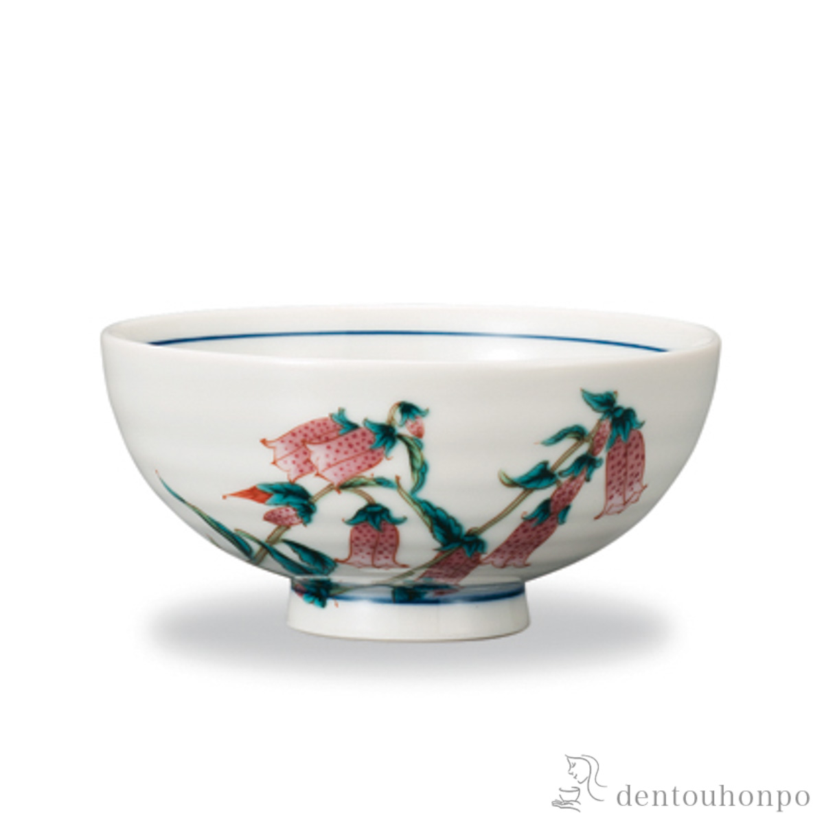 飯碗 12か月の花 螢袋（8月）≪在庫確認後、1~3営業日で出荷≫ ( ごはん 白ご飯 お茶碗 飯碗 おすすめ 九谷焼 )