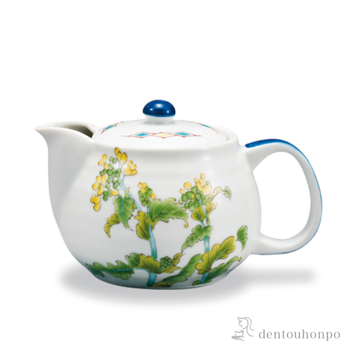 【送料無料】ポット急須 12か月の花 菜の花（2月） 茶こし付≪在庫確認後、1~3営業日で出荷≫ ( ティーポット お茶 煎茶 日本茶 おすすめ 九谷焼 )