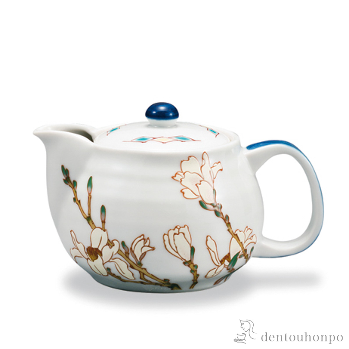 【送料無料】ポット急須 12か月の花 辛夷（3月） 茶こし付≪在庫確認後、1~3営業日で出荷≫ ( ティーポット お茶 煎茶 日本茶 おすすめ 九谷焼 )