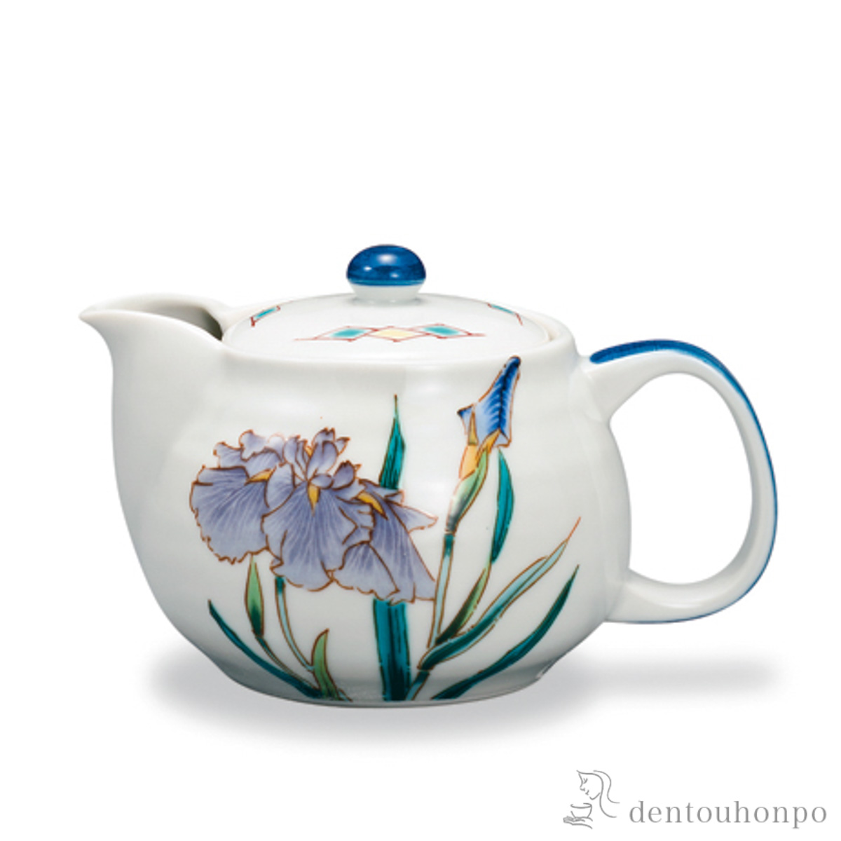 【送料無料】ポット急須 12か月の花 花菖蒲（5月） 茶こし付≪在庫確認後、1~3営業日で出荷≫ ( 母の日 プレゼント 初任給 ティーポット お茶 煎茶 日本茶 おすすめ 九谷焼 )