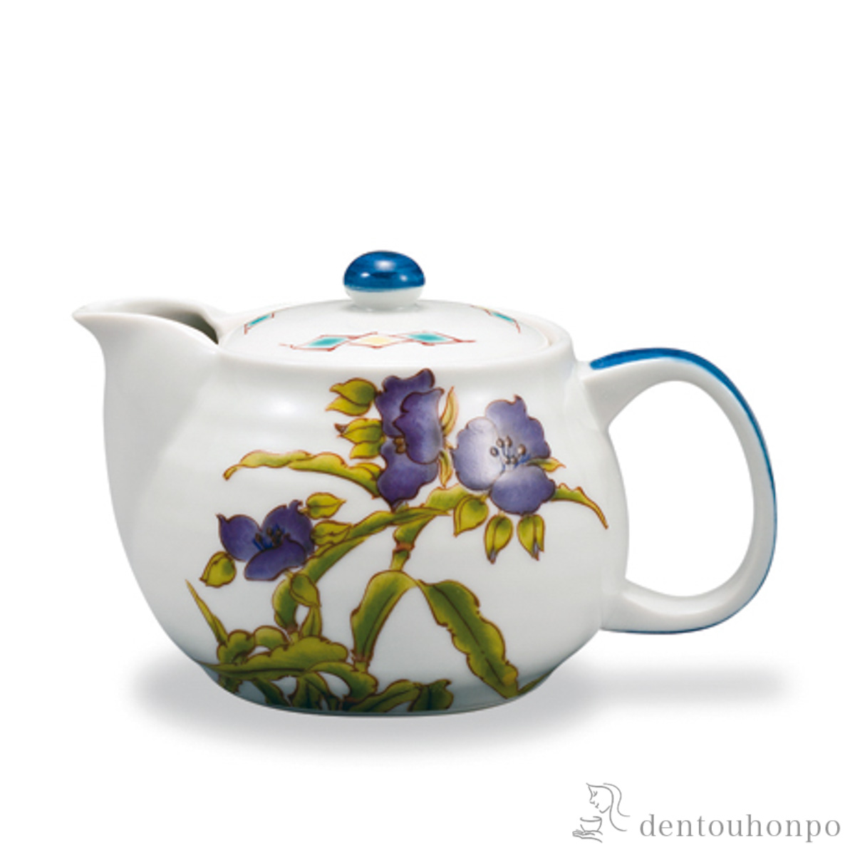 【送料無料】ポット急須 12か月の花 紫露草（6月） 茶こし付≪在庫確認後、10~14営業日程で出荷≫ ( ティーポット お茶 煎茶 日本茶 おすすめ 九谷焼 )