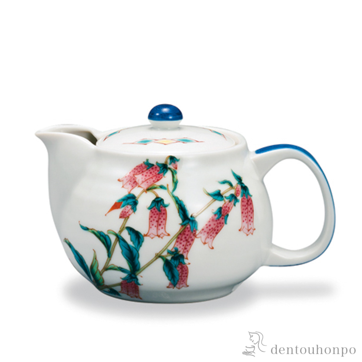 【送料無料】ポット急須 12か月の花 螢袋（8月） 茶こし付≪在庫確認後、1~3営業日で出荷≫ ( ティーポット お茶 煎茶 日本茶 おすすめ 九谷焼 )