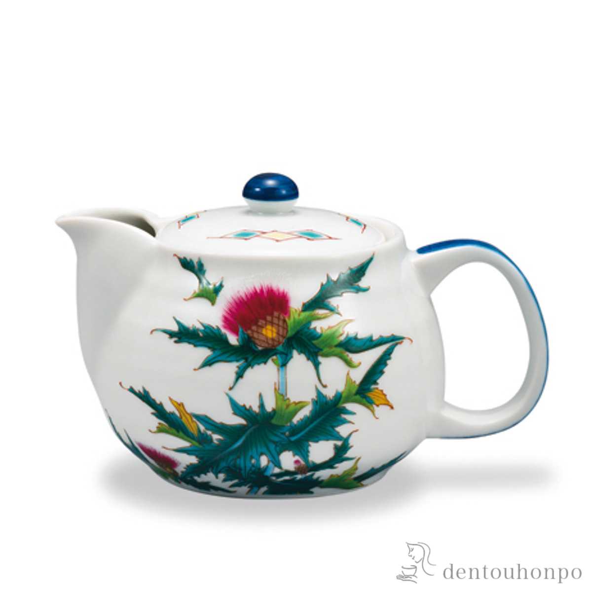 【送料無料】ポット急須 12か月の花 薊（9月） 茶こし付≪在庫確認後、1~3営業日で出荷≫ ( ティーポット お茶 煎茶 日本茶 おすすめ 九谷焼 )