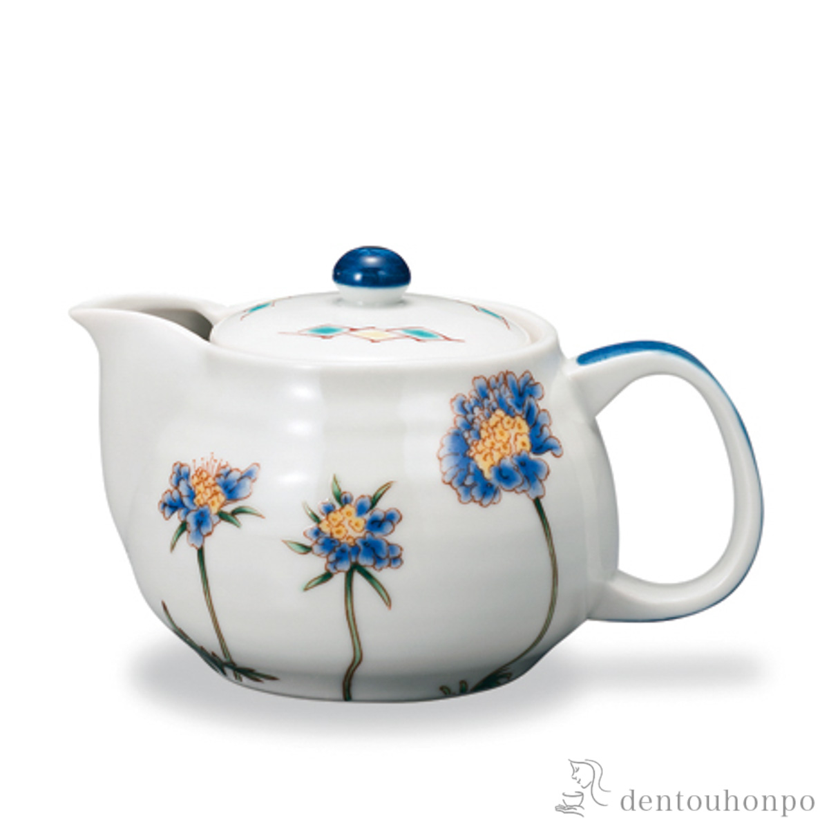 【送料無料】ポット急須 12か月の花 松虫草（10月） 茶こし付≪在庫確認後、1~3営業日で出荷≫ ( ティーポット お茶 煎茶 日本茶 おすすめ 九谷焼 )