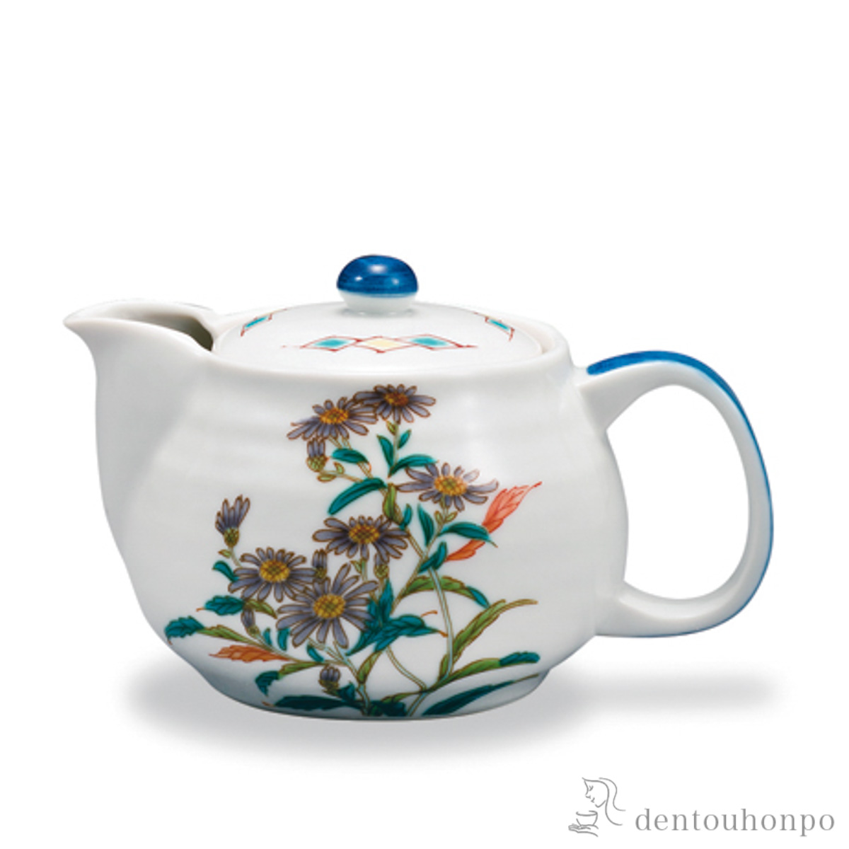 【送料無料】ポット急須 12か月の花 紫苑（11月） 茶こし付≪在庫確認後、1~3営業日で出荷≫ ( ティーポット お茶 煎茶 日本茶 おすすめ 九谷焼 )