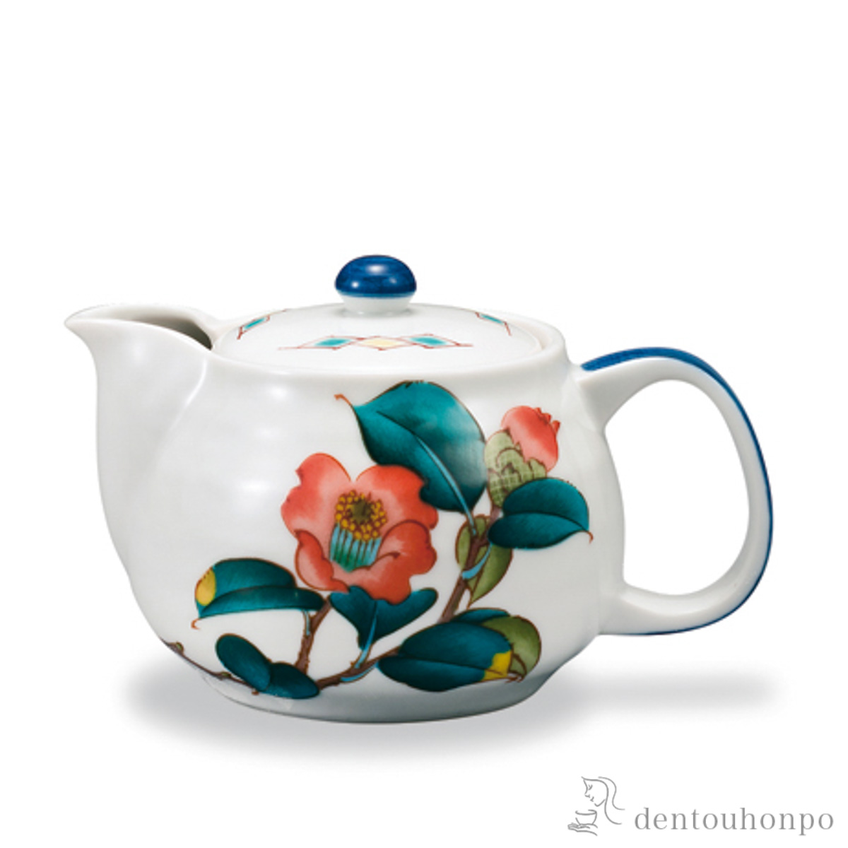 【送料無料】ポット急須 12か月の花 寒椿（12月） 茶こし付≪在庫確認後、1~3営業日で出荷≫ ( ティーポット お茶 煎茶 日本茶 おすすめ 九谷焼 )