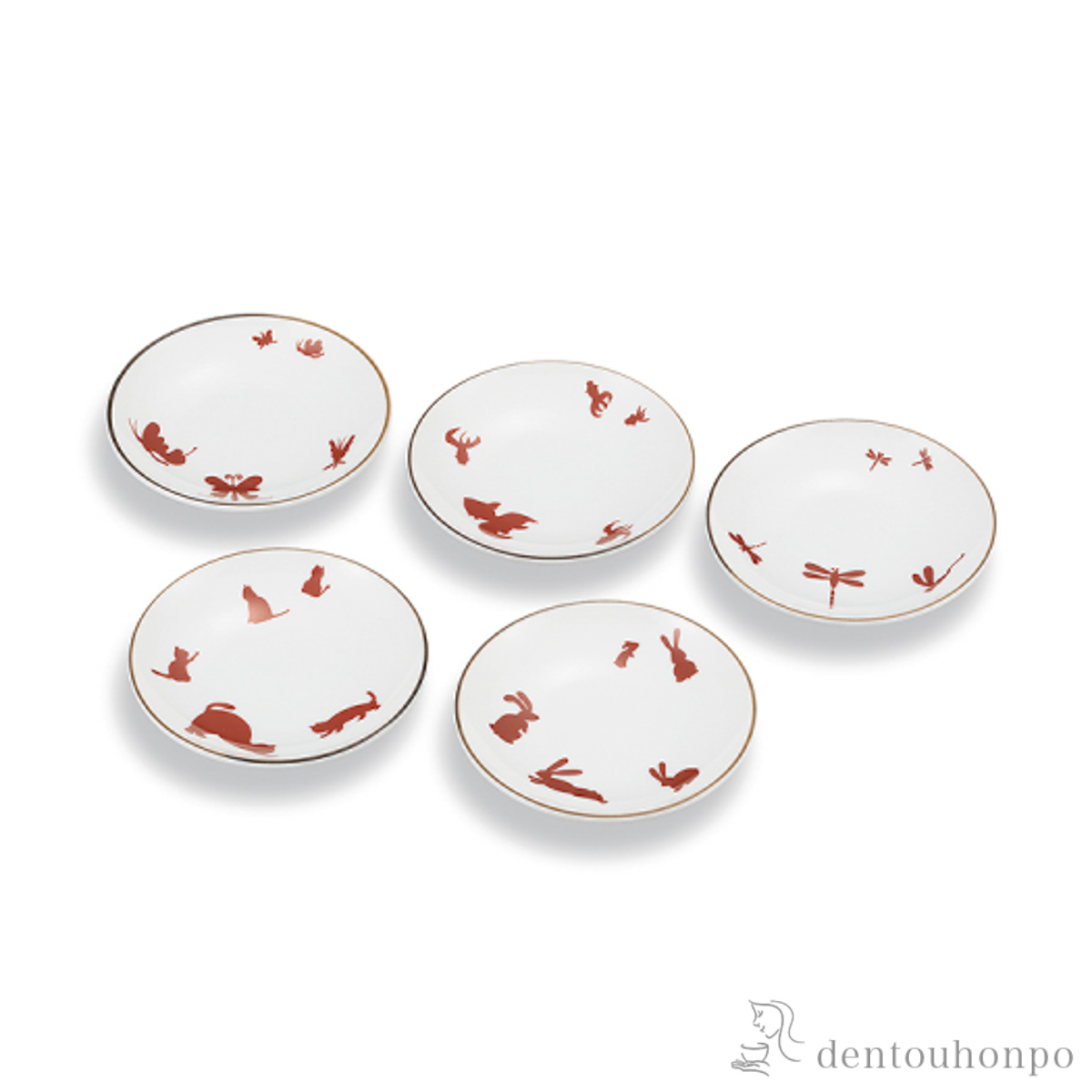 【送料無料】皿揃 吉祥絵変わり 3.5号 5枚セット≪在庫確認後、1~3営業日で出荷≫ ( 和食器セット お皿 揃える 食器 和食 九谷焼 )