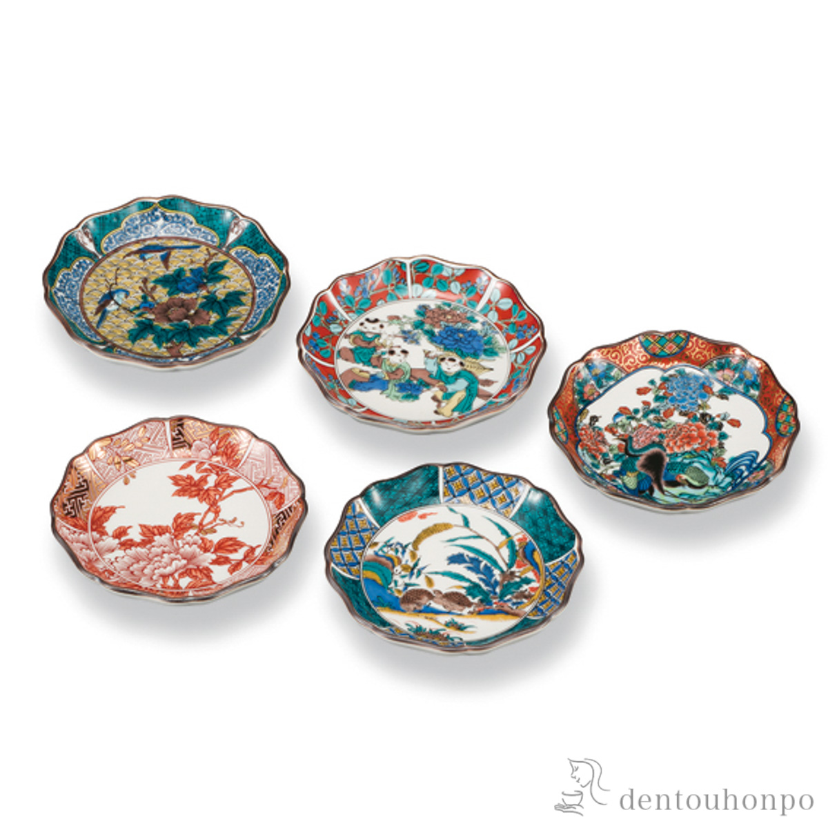 皿揃 歴代画 3.5号 5枚セット≪在庫確認後、1~3営業日で出荷≫ ( 和食器セット お皿 揃える 食器 和食 九谷焼 )