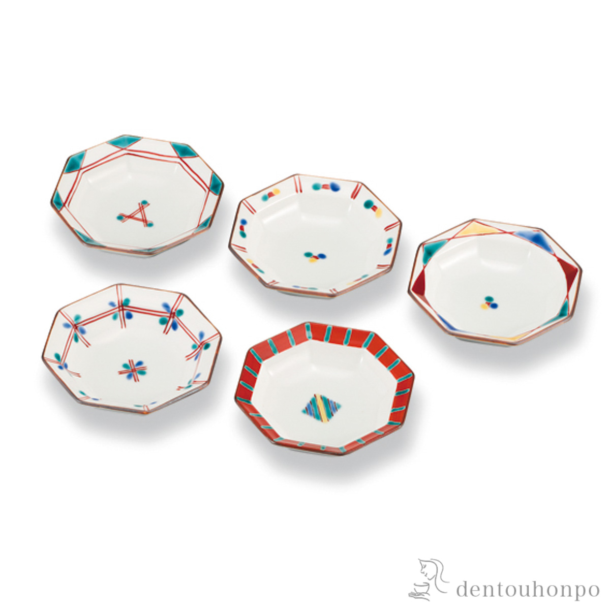 【送料無料】皿揃 絵変わり 3.3号 5枚セット≪在庫確認後、1~3営業日で出荷≫ ( 和食器セット お皿 揃える 食器 和食 九谷焼 )