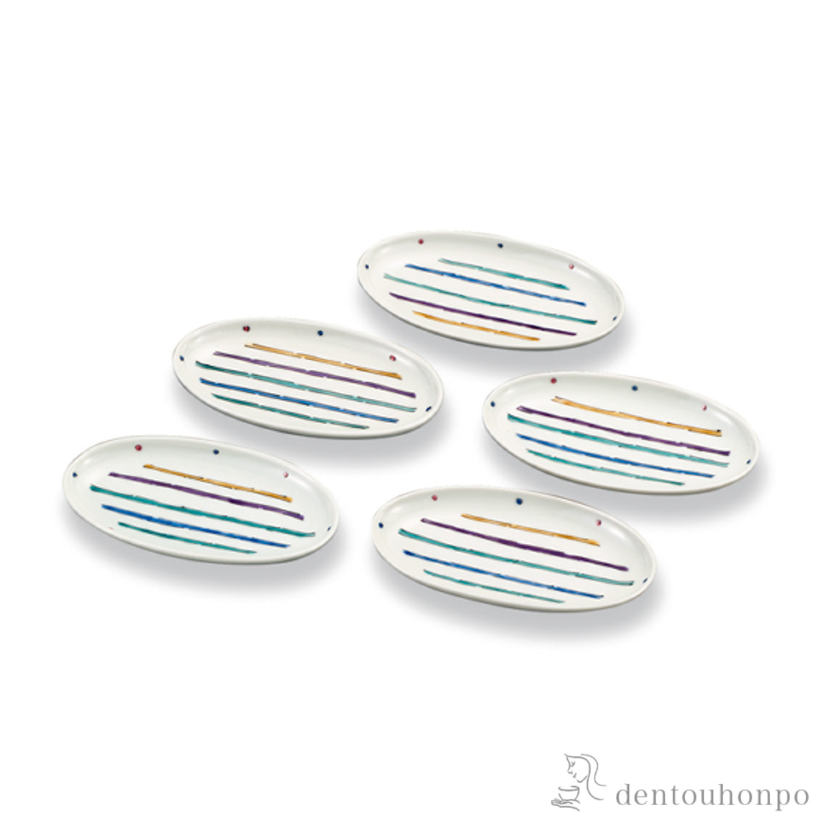 【送料無料】皿揃 線文 4.5号 5枚セット≪在庫確認後、1~3営業日で出荷≫ ( 和食器セット お皿 揃える 食器 和食 九谷焼 )