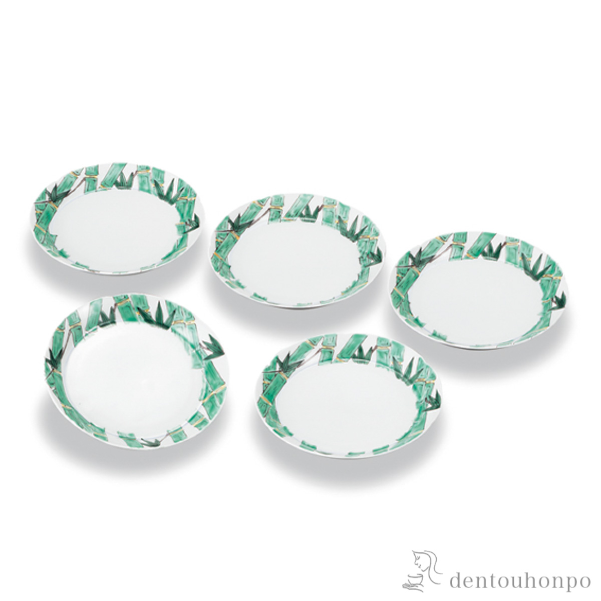 【送料無料】皿揃 竹 5号 5枚セット≪在庫確認後、1~3営業日で出荷≫ ( 和食器セット お皿 揃える 食器 和食 九谷焼 )