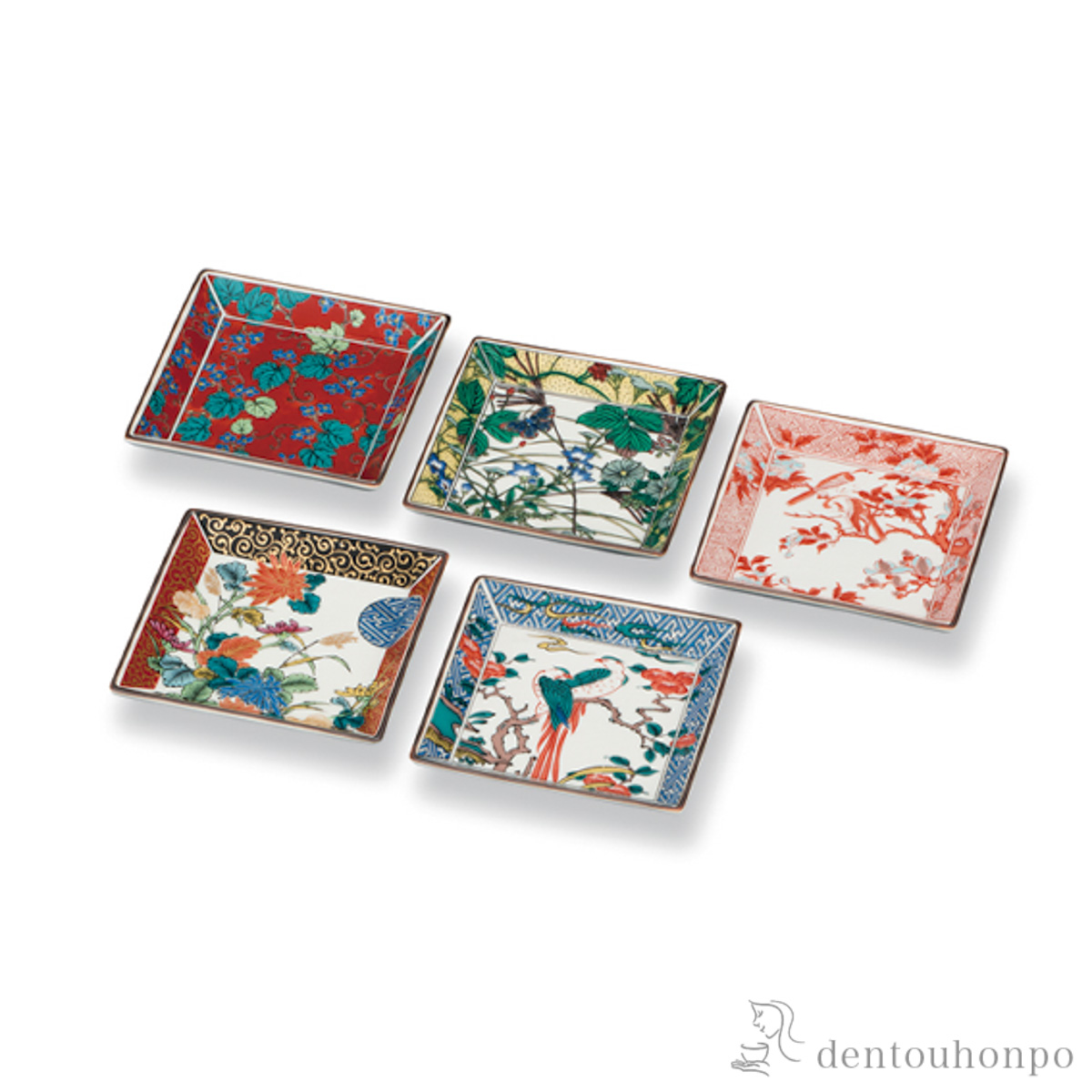 【送料無料】皿揃 歴代画 6号 5枚セット≪在庫確認後、1~3営業日で出荷≫ ( 木箱名入れ有料 和食器セット お皿 揃える 食器 和食 九谷焼 )