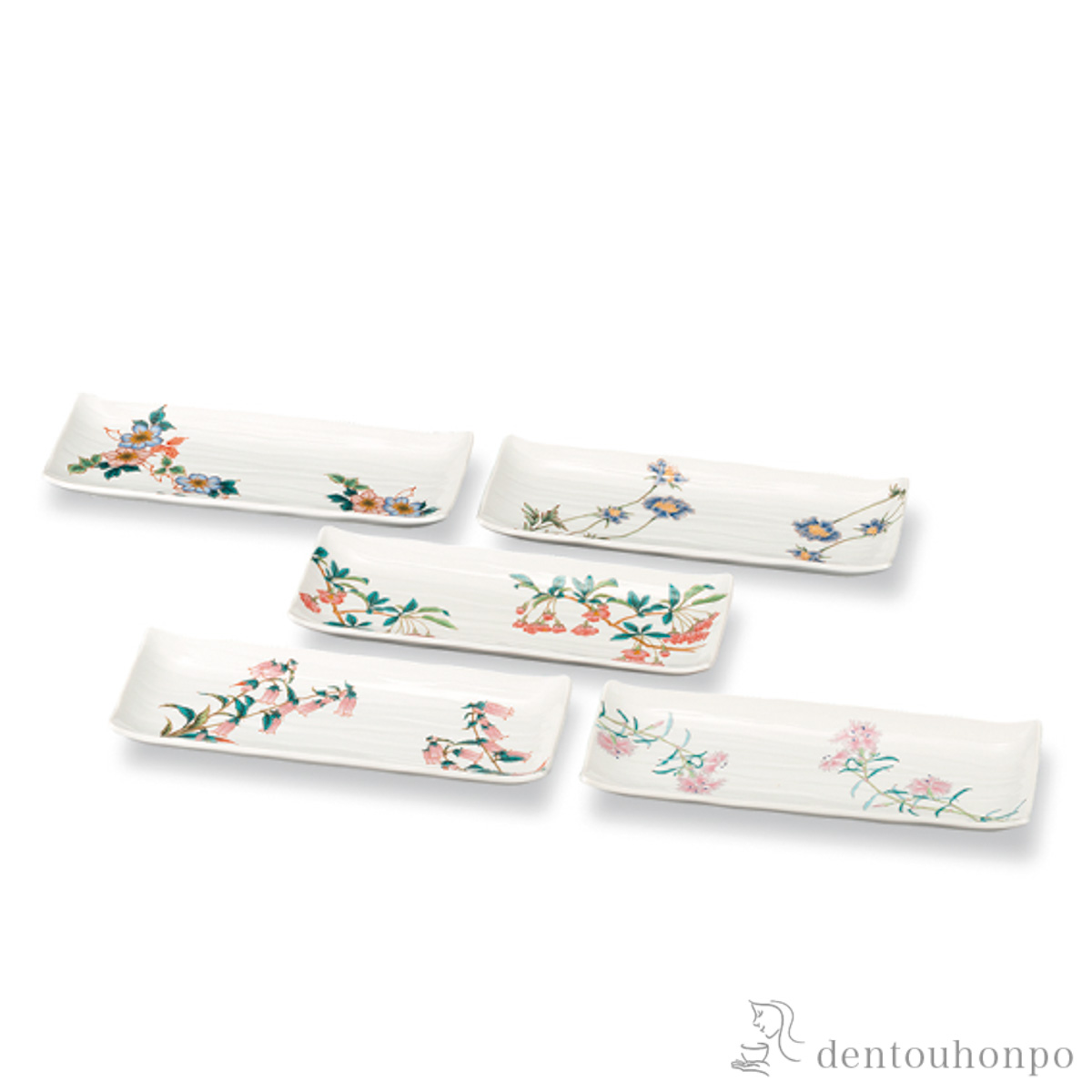 【送料無料】皿揃 絵変わり草花 9.6号 5枚セット≪在庫確認後、1~3営業日で出荷≫ ( 和食器セット お皿 揃える 食器 和食 九谷焼 )