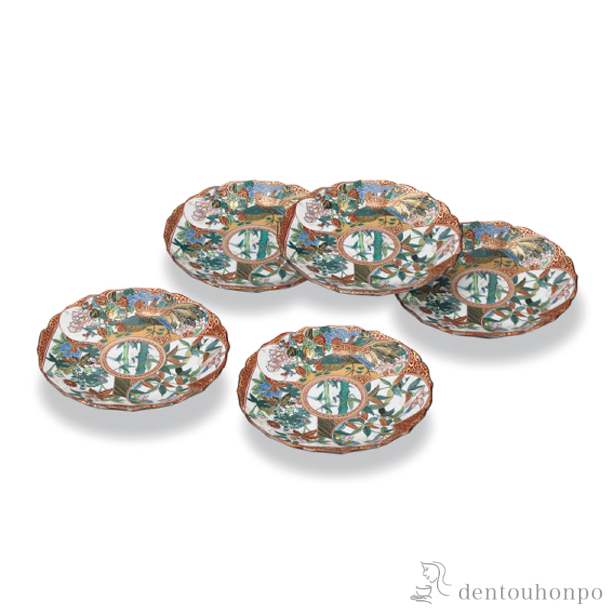 【送料無料】皿揃 庄三風 4.5号 5枚セット≪在庫確認後、1~3営業日で出荷≫ ( 和食器セット お皿 揃える 食器 和食 九谷焼 )