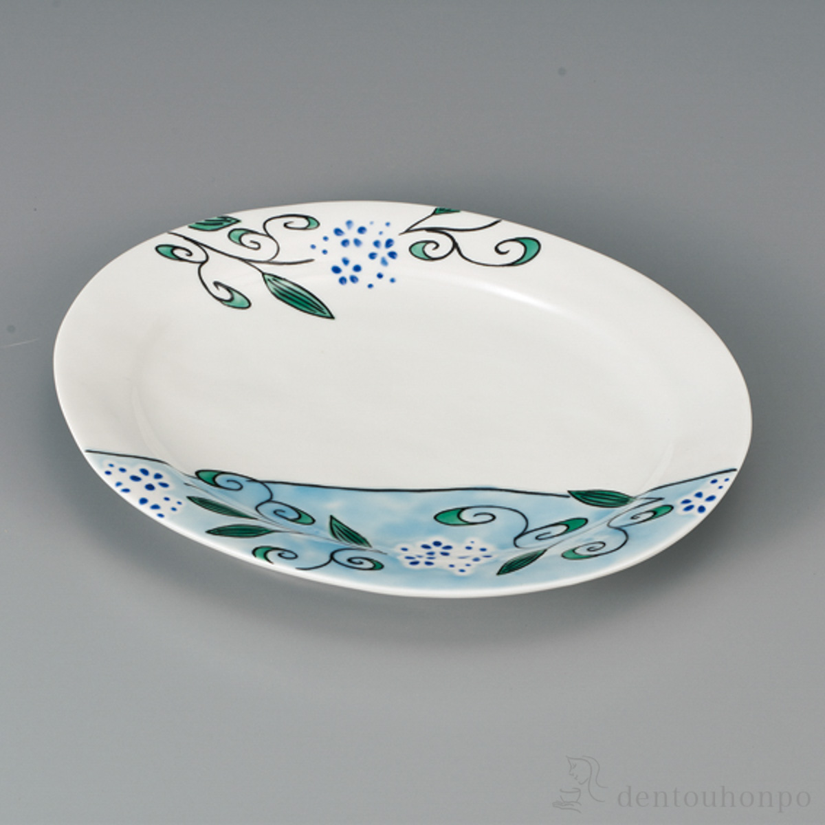 盛皿 アジサイ 7号≪在庫確認後、1~3営業日で出荷≫ ( プレート おつまみ 料理 和食 洋食 九谷焼 )
