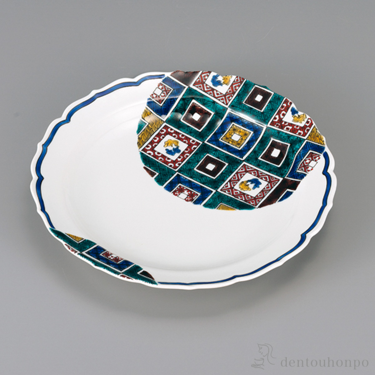 【送料無料】盛皿 石畳の図 8.3号≪在庫確認後、1~3営業日で出荷≫ ( 盛皿 プレート テーブルウェア 食器 パーティー 九谷焼 )