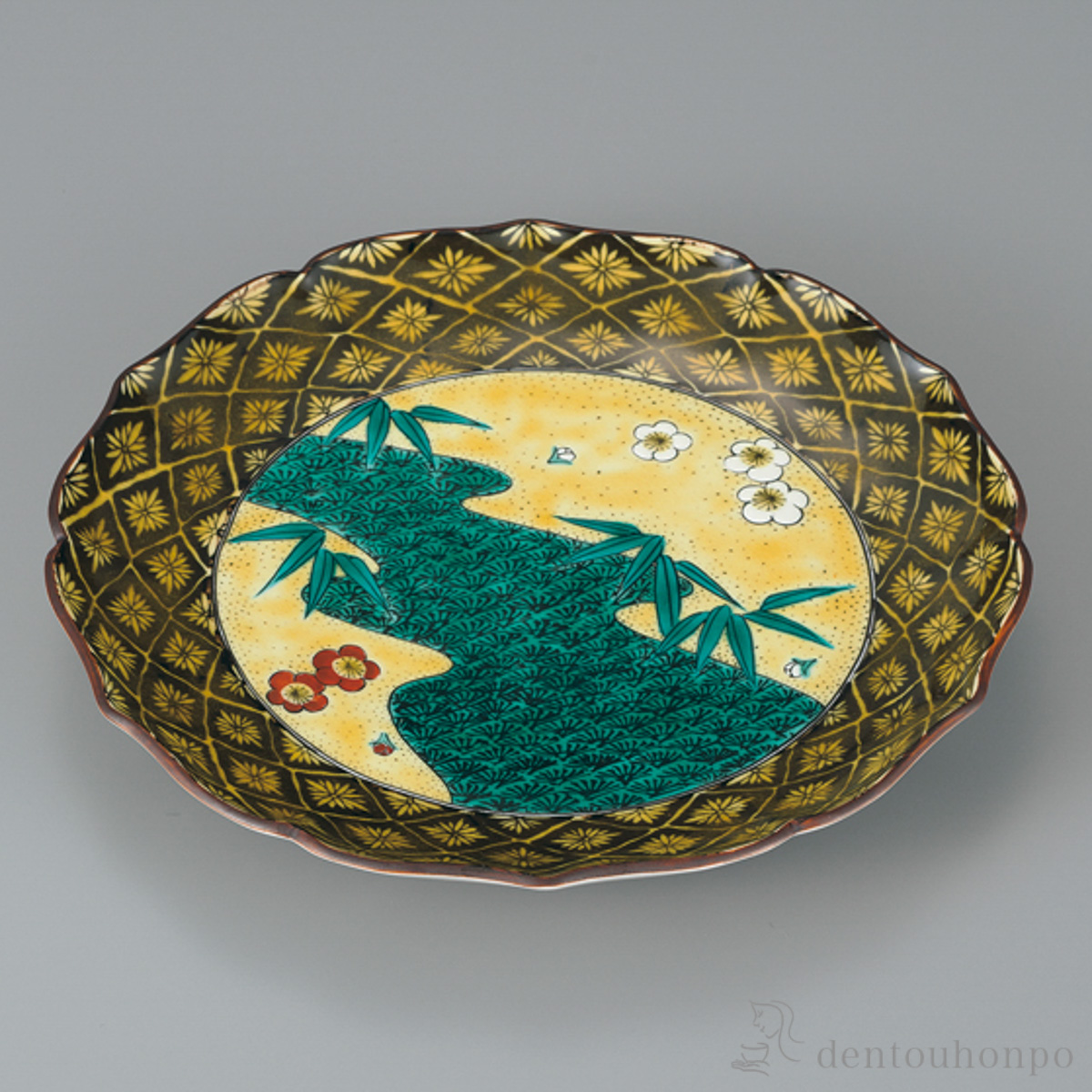 【送料無料】盛皿 吉田屋風流水梅 9号≪在庫確認後、1~3営業日で出荷≫ ( 盛皿 プレート テーブルウェア 食器 パーティー 九谷焼 )