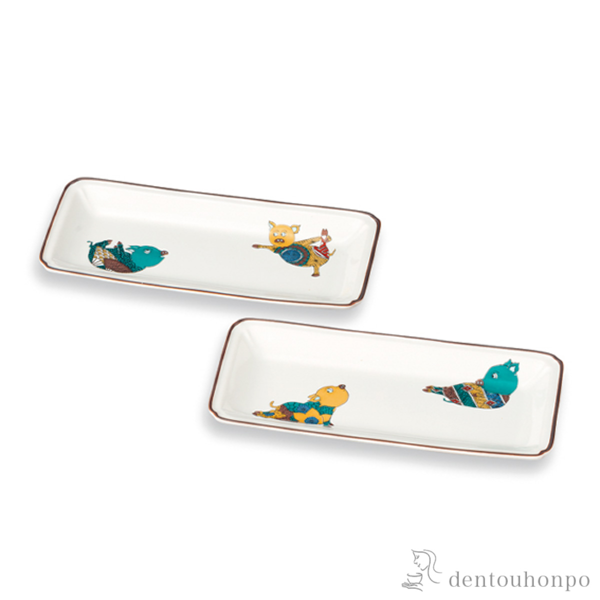 皿 アニマルヨギー 8号 ペア≪在庫確認後、1~3営業日で出荷≫ ( 盛皿 プレート テーブルウェア 食器 パーティー 九谷焼 )