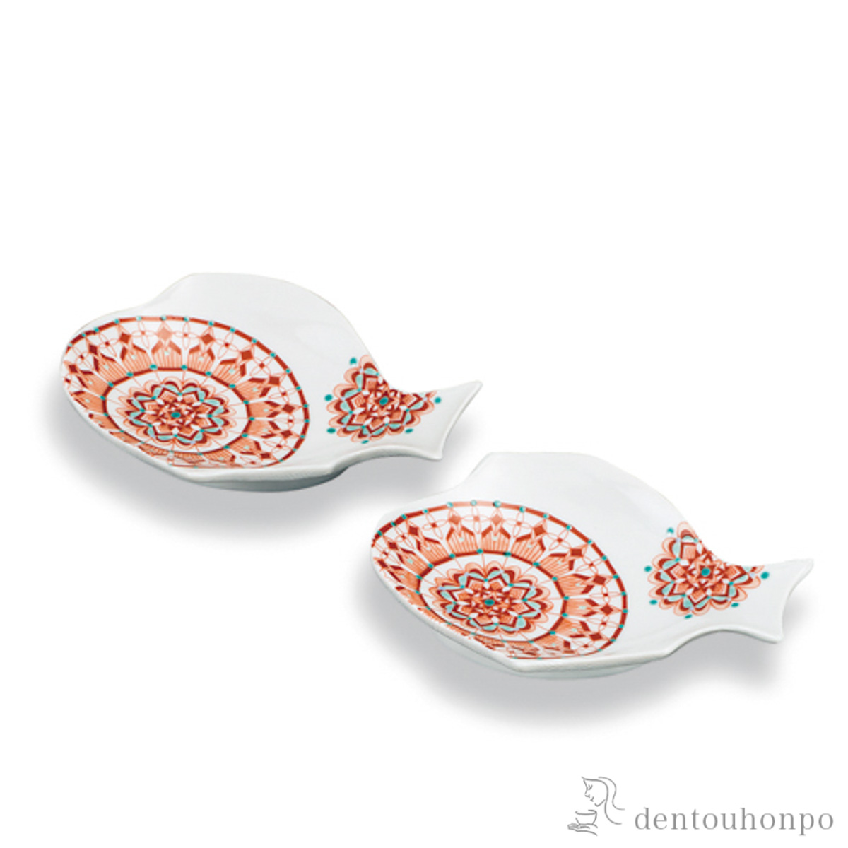 【送料無料】型打ち皿 赤絵 3.8号 ペア≪在庫確認後、1~3営業日で出荷≫ ( プレート 醤油皿 豆皿 和食 洋食 九谷焼 )