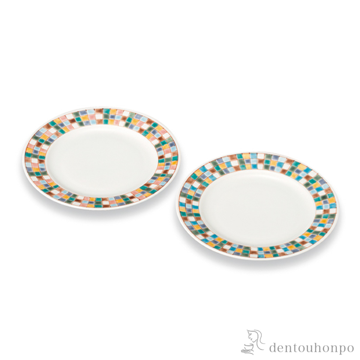 【送料無料】皿 市松 6.5号 ペア≪在庫確認後、1~3営業日で出荷≫ ( プレート おつまみ 料理 和食 洋食 九谷焼 )