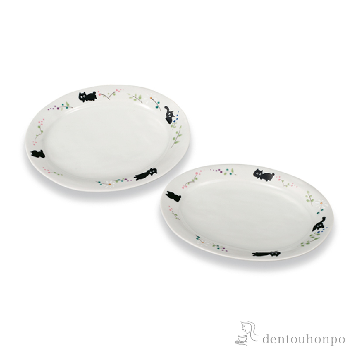 【送料無料】皿 ねこ 7号 ペア≪在庫確認後、1~3営業日で出荷≫ ( プレート おつまみ 料理 和食 洋食 九谷焼 )