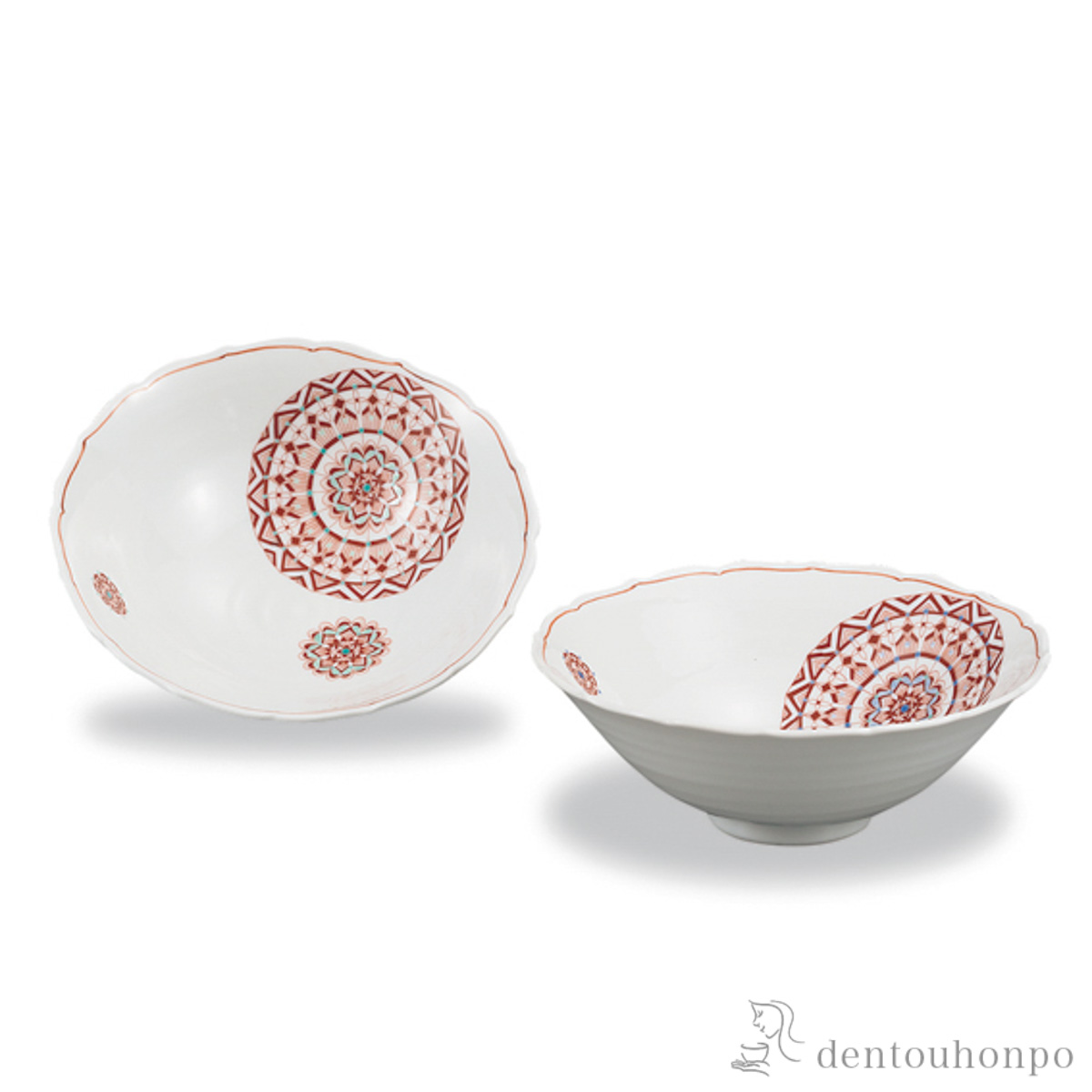 【送料無料】鉢 赤絵丸紋 5.5号 ペア≪在庫確認後、1~3営業日で出荷≫ ( 和食 食器 おつまみ 朝食 料理 九谷焼 )