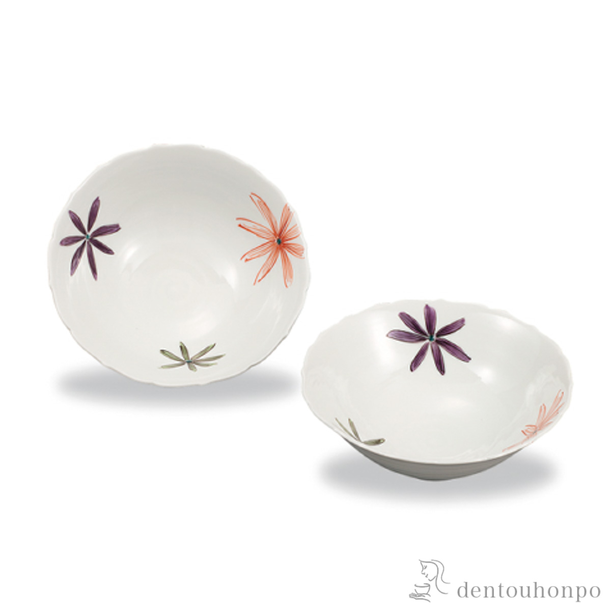 【送料無料】鉢 色絵花文 5.5号 ペア≪在庫確認後、1~3営業日で出荷≫ ( 和食 食器 おつまみ 朝食 料理 九谷焼 )