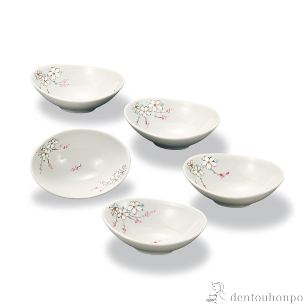 【送料無料】小鉢揃 花文 3.5号 5枚セット≪在庫確認後、1~3営業日で出荷≫ ( 和食 食器 おつまみ 朝食 料理 九谷焼 )