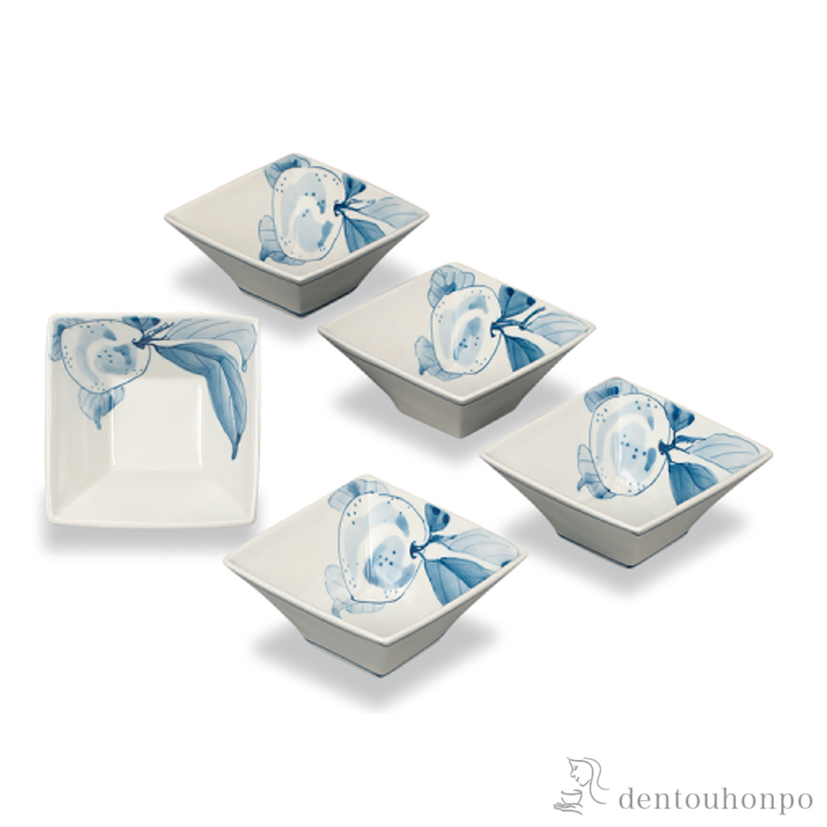 【送料無料】小鉢揃 柚子 4.7号 5枚セット≪在庫確認後、1~3営業日で出荷≫ ( 和食 食器 おつまみ 朝食 料理 九谷焼 )