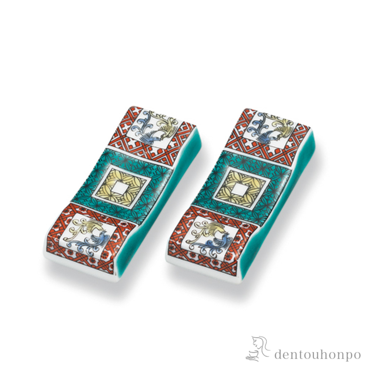 長箸置 石畳の図 ペア≪在庫確認後、1~3営業日で出荷≫ ( ギフトセット 結婚祝い 箸休め はしおき おしゃれ 九谷焼 )