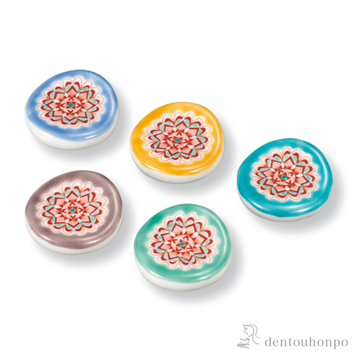 箸置 赤絵丸紋≪在庫確認後、1~3営業日で出荷≫ ( ギフトセット 結婚祝い 箸休め はしおき おしゃれ 九谷焼 )