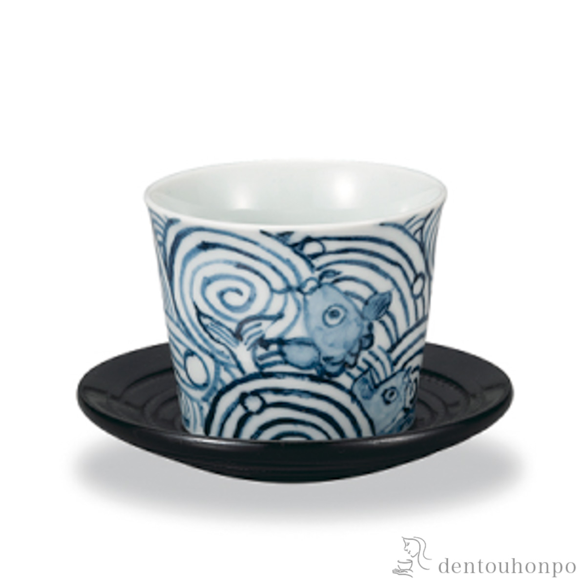 【送料無料】蕎麦猪口 鯉 茶托付≪在庫確認後、1~3営業日で出荷≫ ( そばちょこ コップ 蕎麦猪口 冷酒カップ 来客用 九谷焼 )