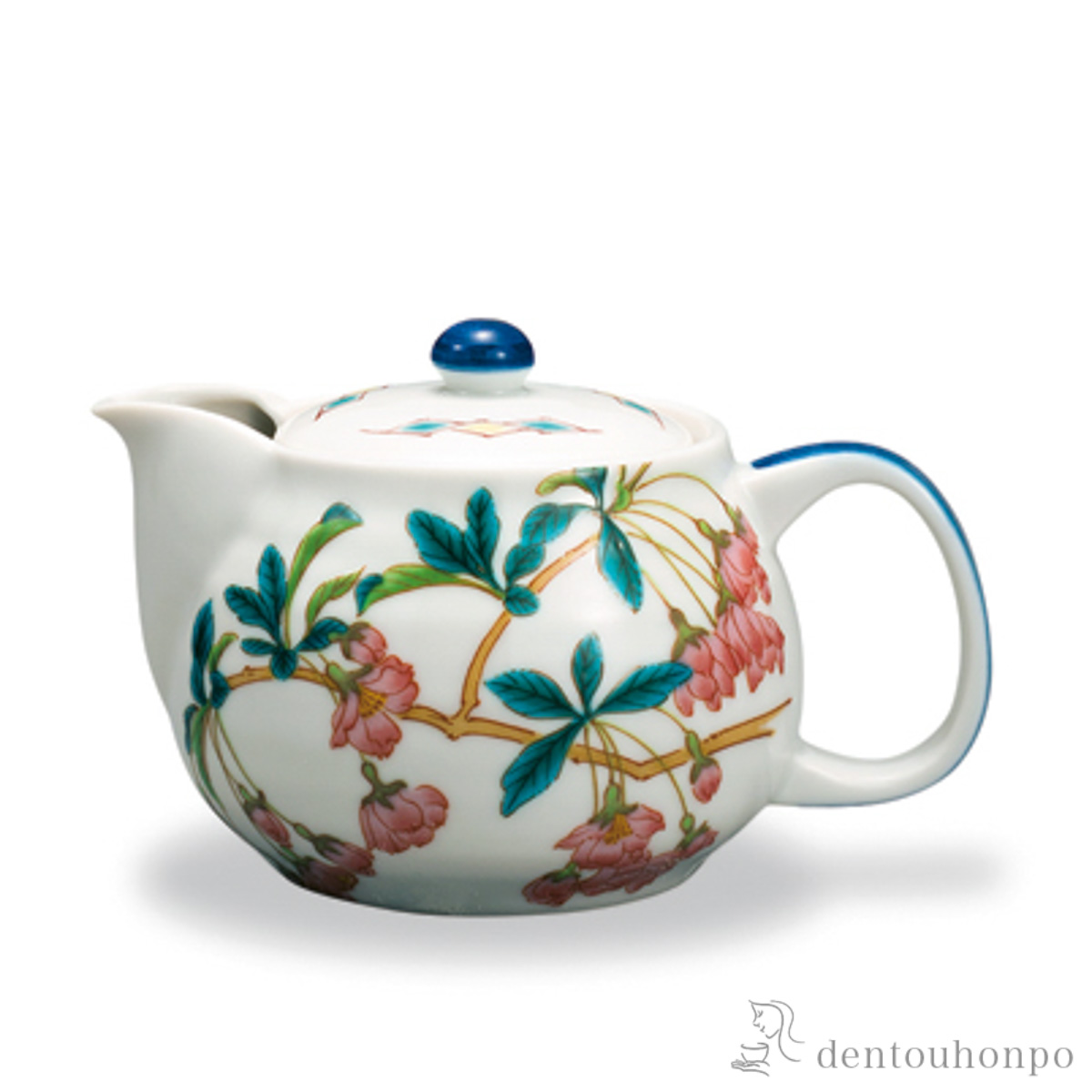 【送料無料】ポット急須 12か月の花 花海棠（4月） 茶こし付≪在庫確認後、1~3営業日で出荷≫ ( ティーポット お茶 煎茶 日本茶 おすすめ 九谷焼 )