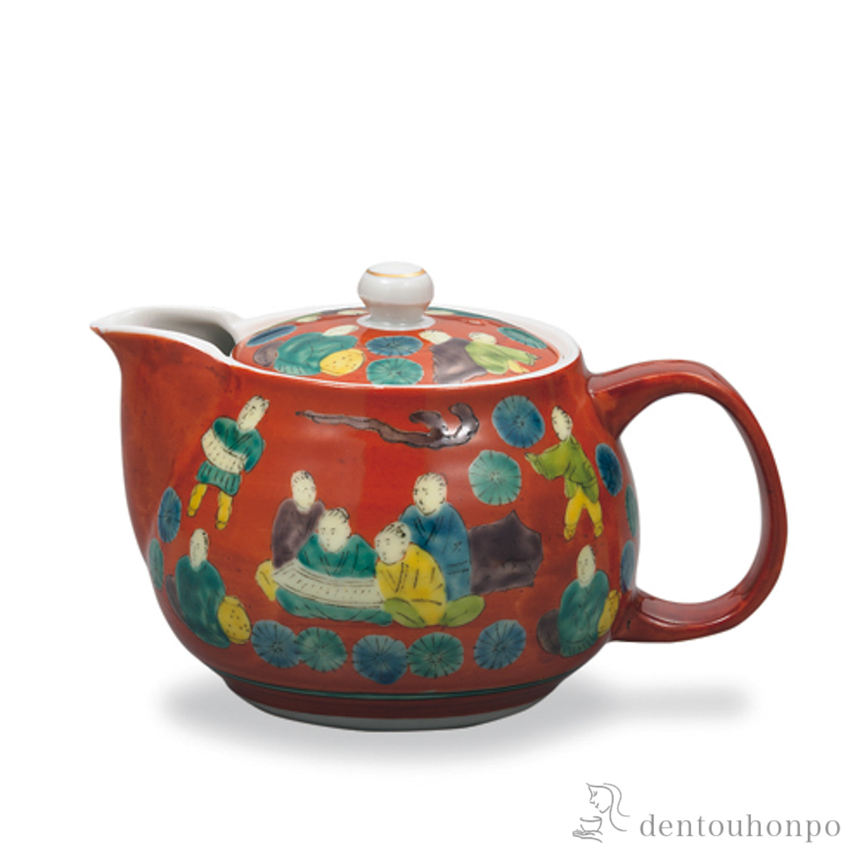 【送料無料】ポット急須 木米風 茶こし付≪在庫確認後、1~3営業日で出荷≫ ( ティーポット お茶 煎茶 日本茶 おすすめ 九谷焼 )