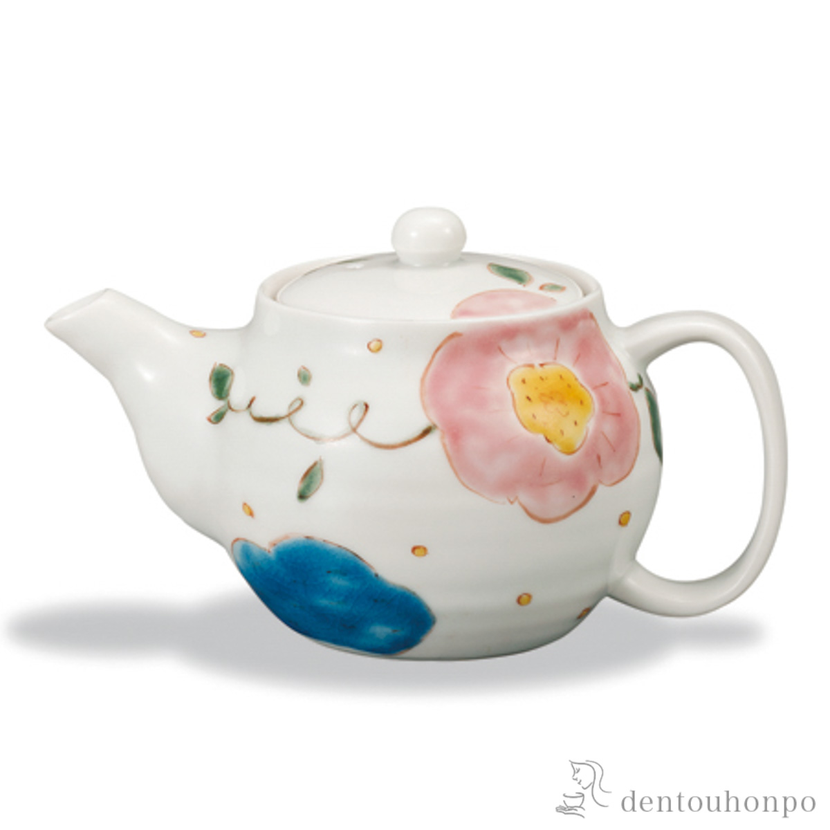 【送料無料】ポット急須 花模様 茶こし付≪在庫確認後、1~3営業日で出荷≫ ( ティーポット お茶 煎茶 日本茶 おすすめ 九谷焼 )