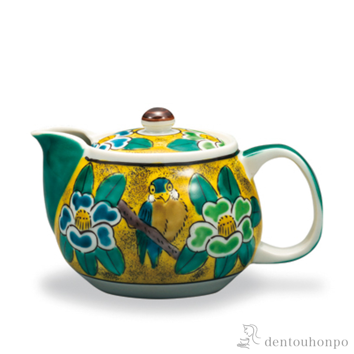 ポット急須 吉田屋風花鳥 茶こし付≪在庫確認後、1~3営業日で出荷≫ ( ティーポット お茶 煎茶 日本茶 おすすめ 九谷焼 )