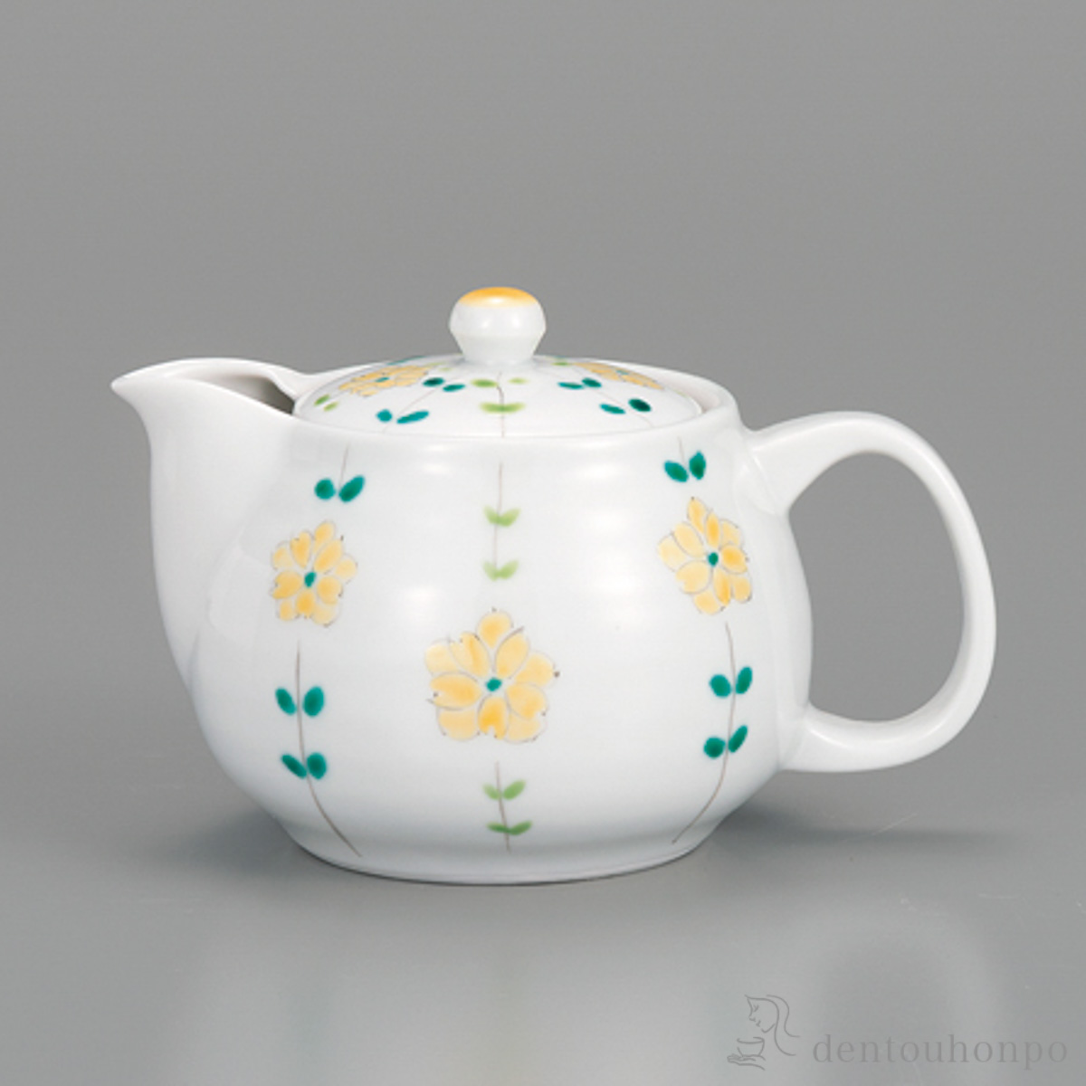 ポット急須 線花文 黄 茶こし付≪在庫確認後、1~3営業日で出荷≫ ( ティーポット お茶 煎茶 日本茶 おすすめ 九谷焼 )