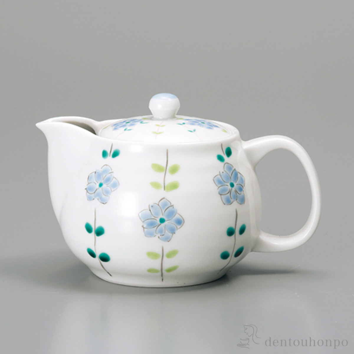 ポット急須 線花文 紺 茶こし付≪注文後に商品取り寄せ、後日納期連絡致します≫ ( ティーポット お茶 煎茶 日本茶 おすすめ 九谷焼 )