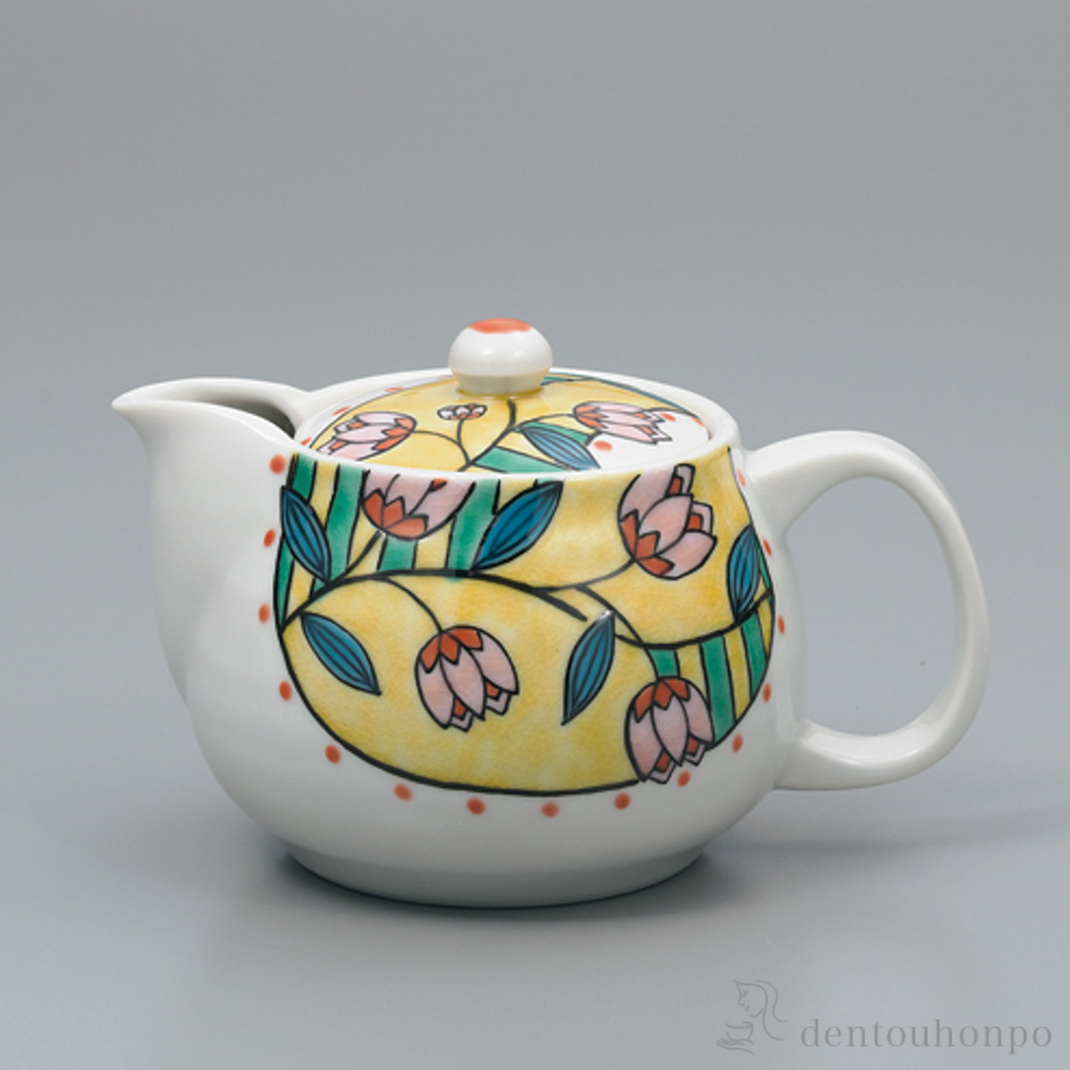 ポット急須 チューリップ 茶こし付≪在庫確認後、1~3営業日で出荷≫ ( ティーポット お茶 煎茶 日本茶 おすすめ 九谷焼 )