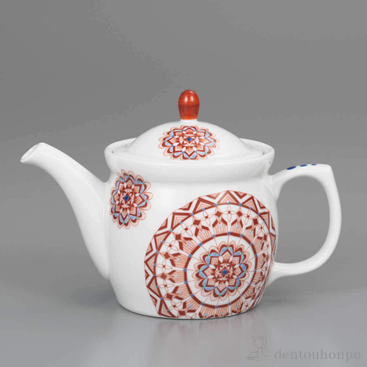 ポット急須 赤絵丸紋 茶こし付≪在庫確認後、1~3営業日で出荷≫ ( ティーポット お茶 煎茶 日本茶 おすすめ 九谷焼 )