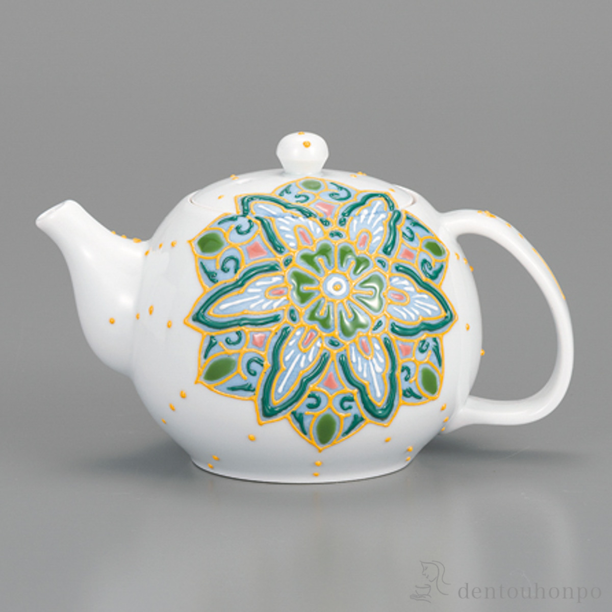 【送料無料】ポット急須 色絵華唐紋 茶こし付≪在庫確認後、1~3営業日で出荷≫ ( ティーポット お茶 煎茶 日本茶 おすすめ 九谷焼 )