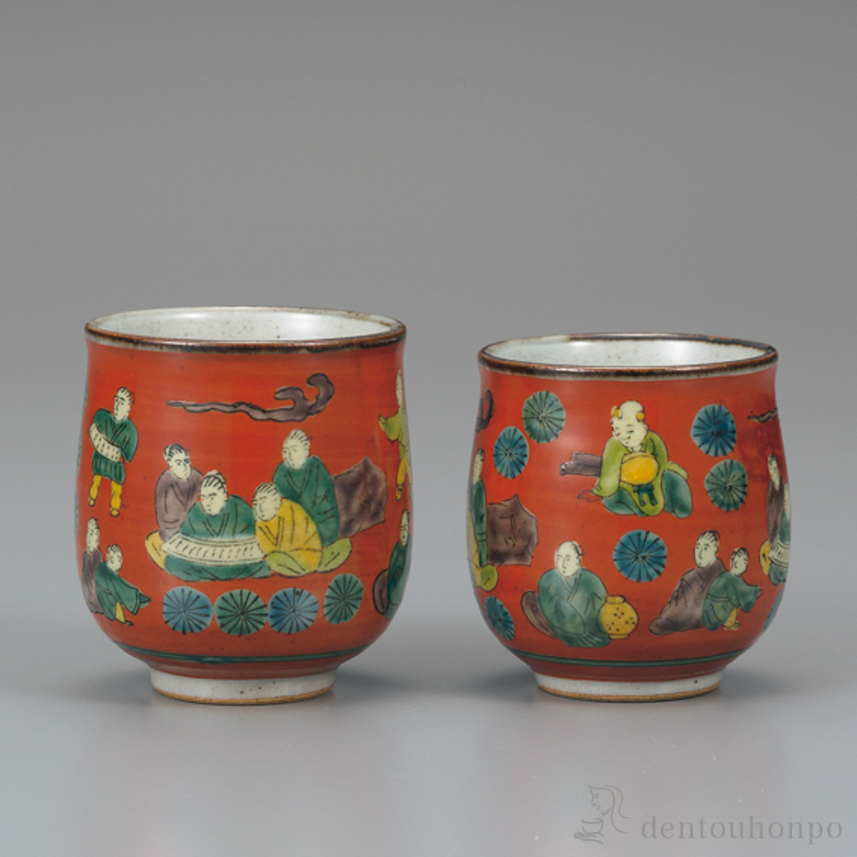 【送料無料】組湯呑 木米風 ペア≪在庫確認後、1~3営業日で出荷≫ ( 湯呑み 湯のみ セット 湯飲み おすすめ 九谷焼 )