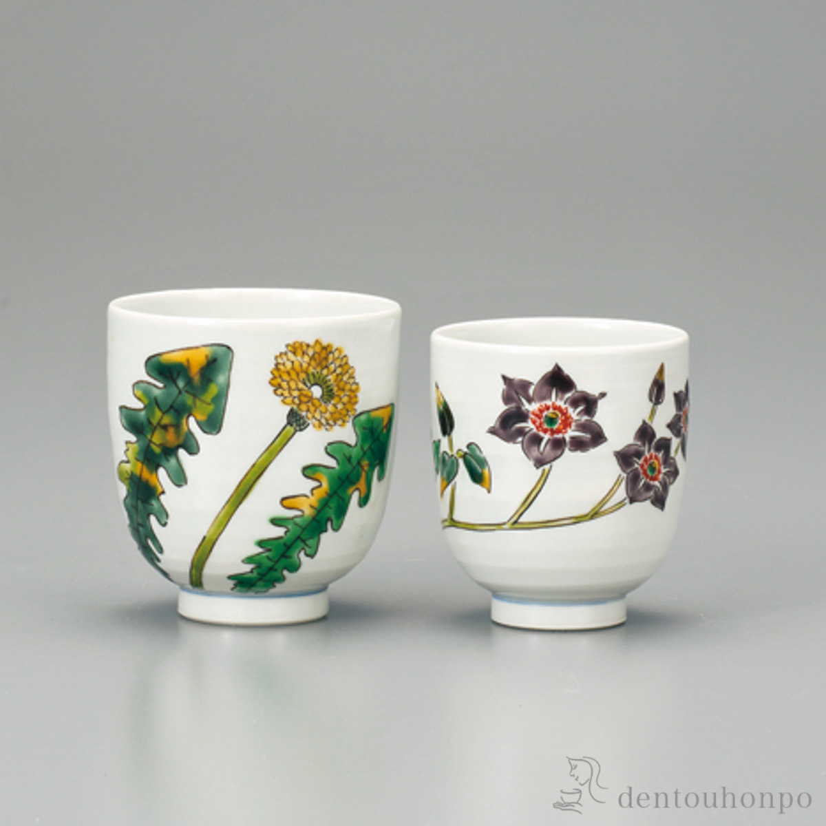 組湯呑 タンポポ 桔梗 ペア≪在庫確認後、1~3営業日で出荷≫ ( 湯呑み 湯のみ セット 湯飲み おすすめ 九谷焼 )