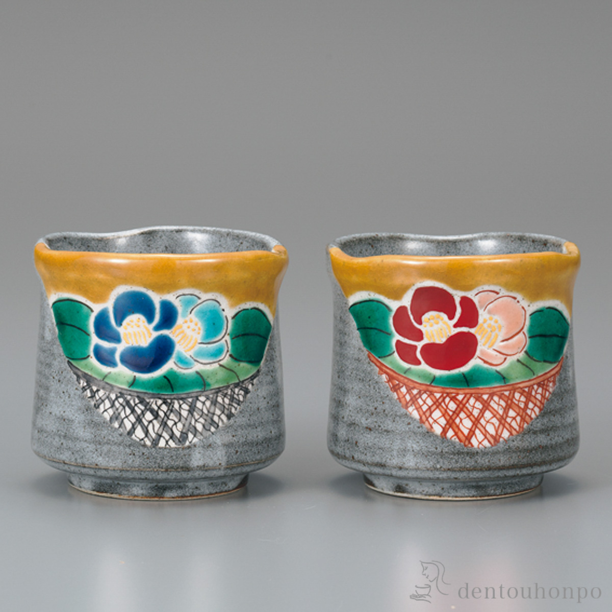 組湯呑 吉田屋風椿 ペア≪在庫確認後、1~3営業日で出荷≫ ( 湯呑み 湯のみ セット 湯飲み おすすめ 九谷焼 )