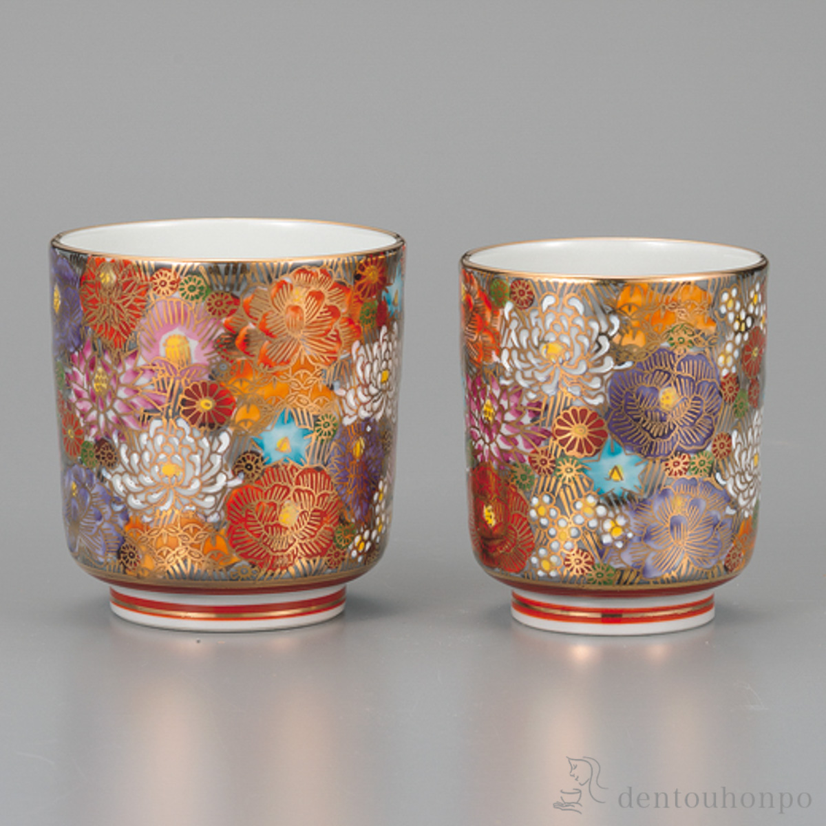 【送料無料】組湯呑 金花詰 ペア≪在庫確認後、1~3営業日で出荷≫ ( 湯呑み 湯のみ セット 湯飲み おすすめ 九谷焼 )