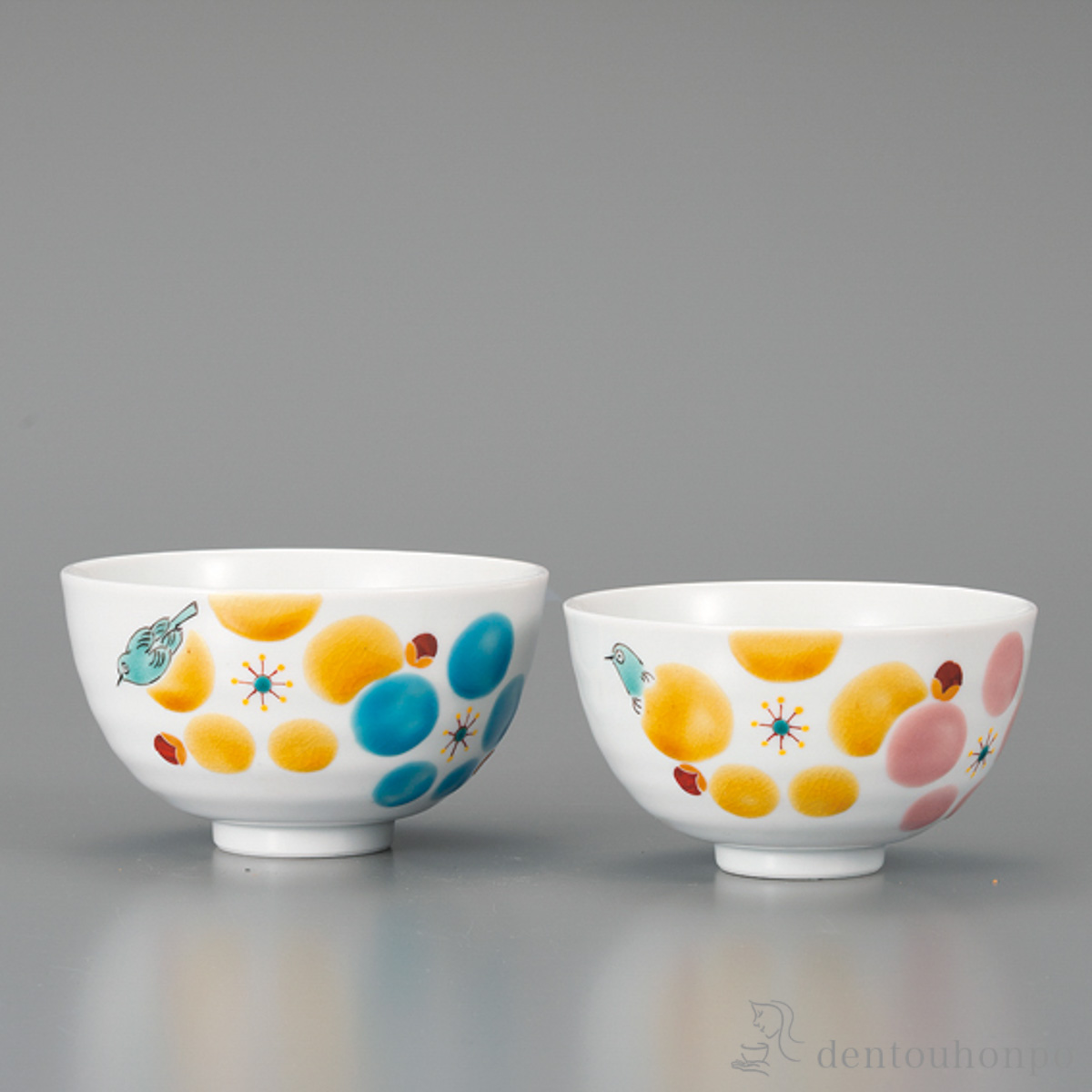 組飯碗 梅日和 ペア≪在庫確認後、1~3営業日で出荷≫ ( ギフト プレゼント ご飯茶碗 結婚祝い おすすめ 九谷焼 )