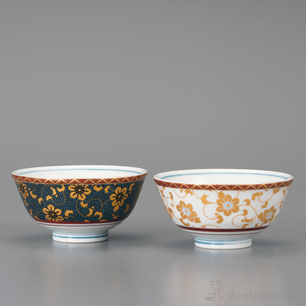 【送料無料】組飯碗 鉄仙唐草 ペア≪在庫確認後、1~3営業日で出荷≫ ( ギフト プレゼント ご飯茶碗 結婚祝い おすすめ 九谷焼 )