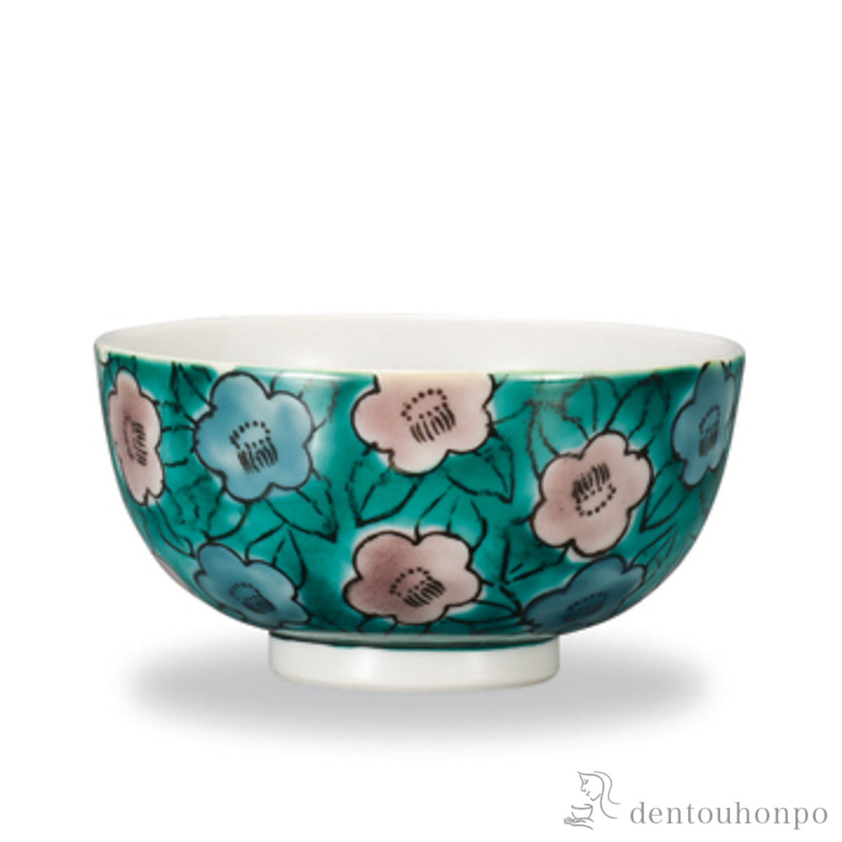 【送料無料】プチ飯碗 青手山茶花≪在庫確認後、1~3営業日で出荷≫ ( ごはん 白ご飯 お茶碗 飯碗 おすすめ 九谷焼 )